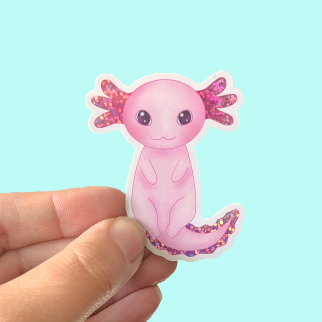 Axel the Axolotl Glitter Sticker