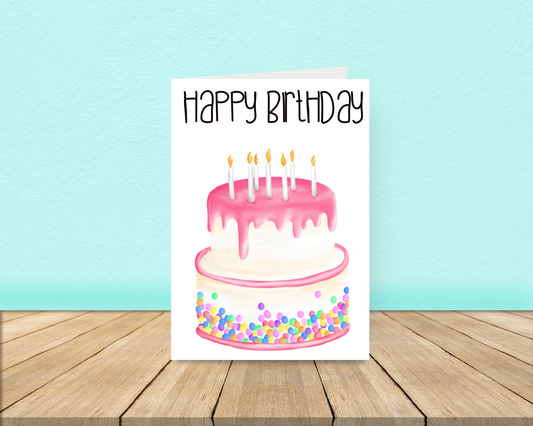 Pink Sprinkle Cake Birthday Card