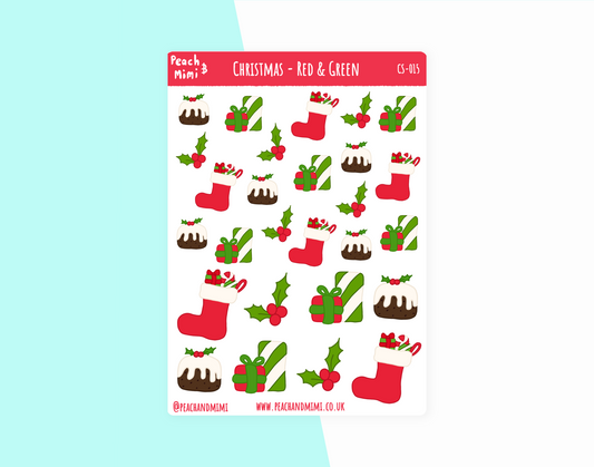 Christmas - Red + Green Stickers