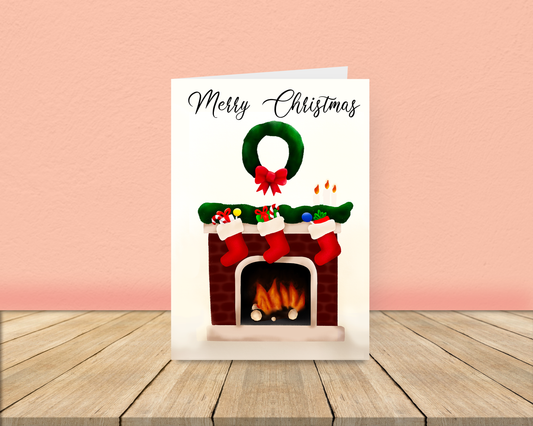 Family Fireplace Christmas Card