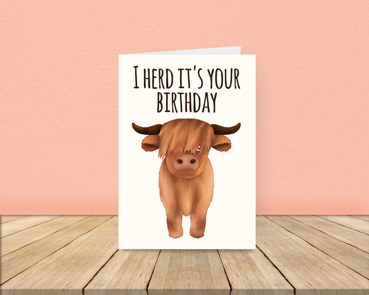 Highland Cow Birthday Card