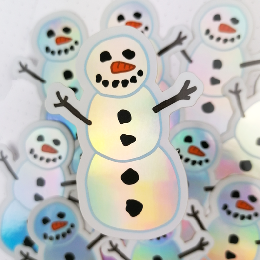 Snowman Holographic Sticker