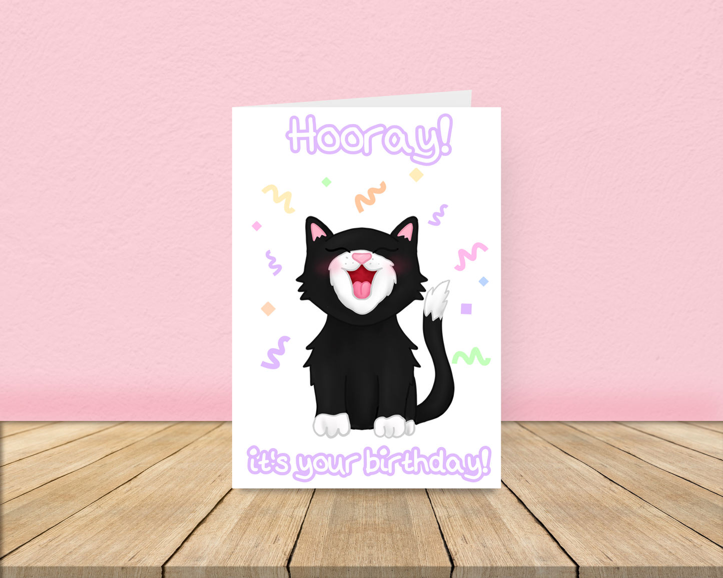 Hooray Cat Birthday Card