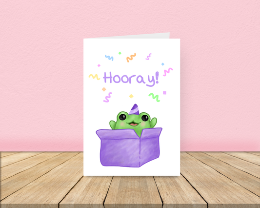 Hooray Frog Birthday Card