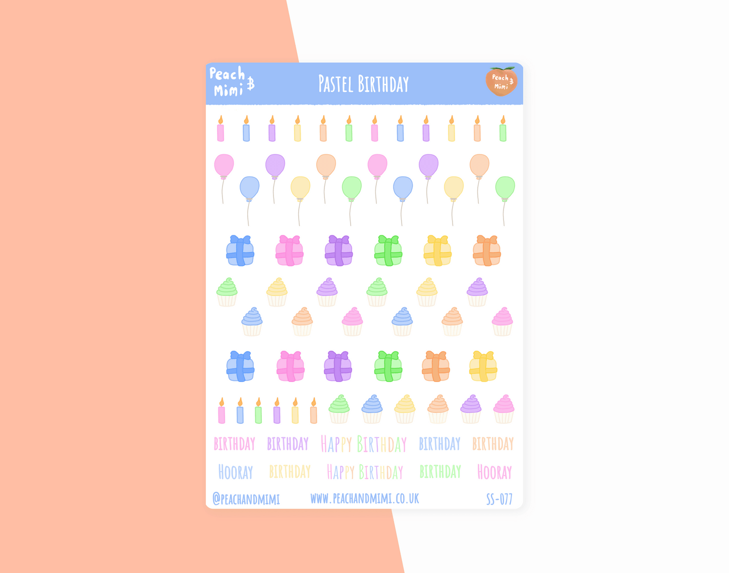 Pastel Birthday Planner Stickers