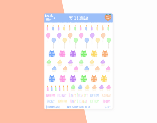 Pastel Birthday Planner Stickers