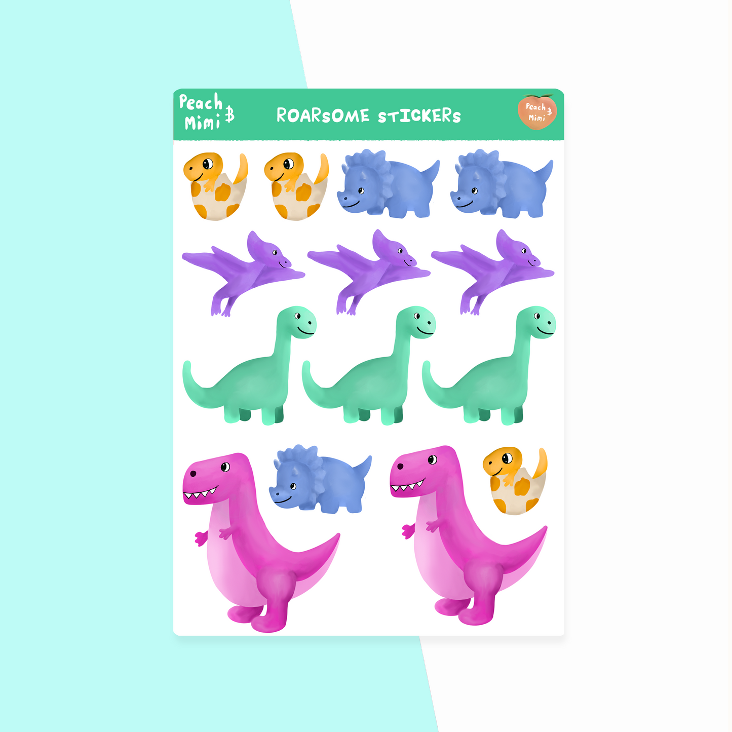 Cute Dinosaur Sticker Sheet