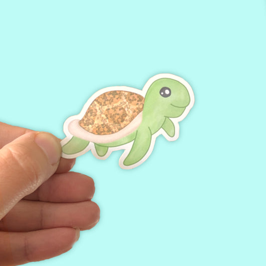 Sheldon the Sea Turtle Glitter Sticker