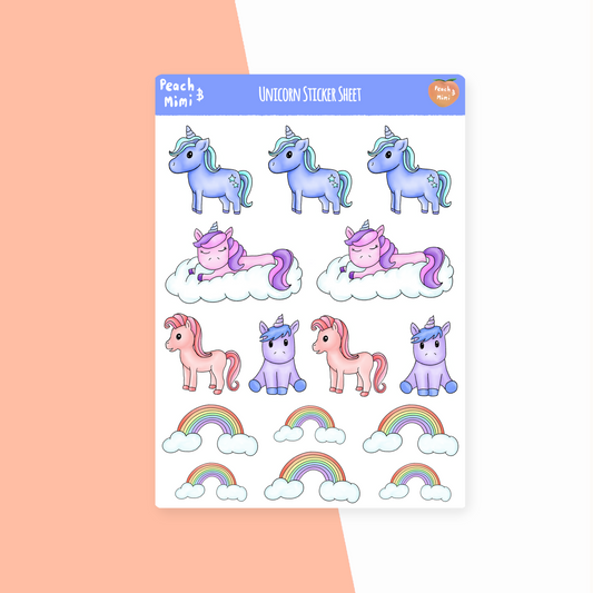 Unicorn and Rainbows Sticker Sheet